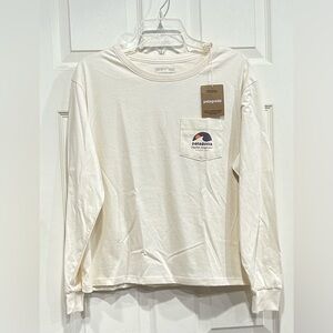 Patagonia Women's Medium Long Sleeve Cut Pocket T-Shirt Undyed Natural NWT
